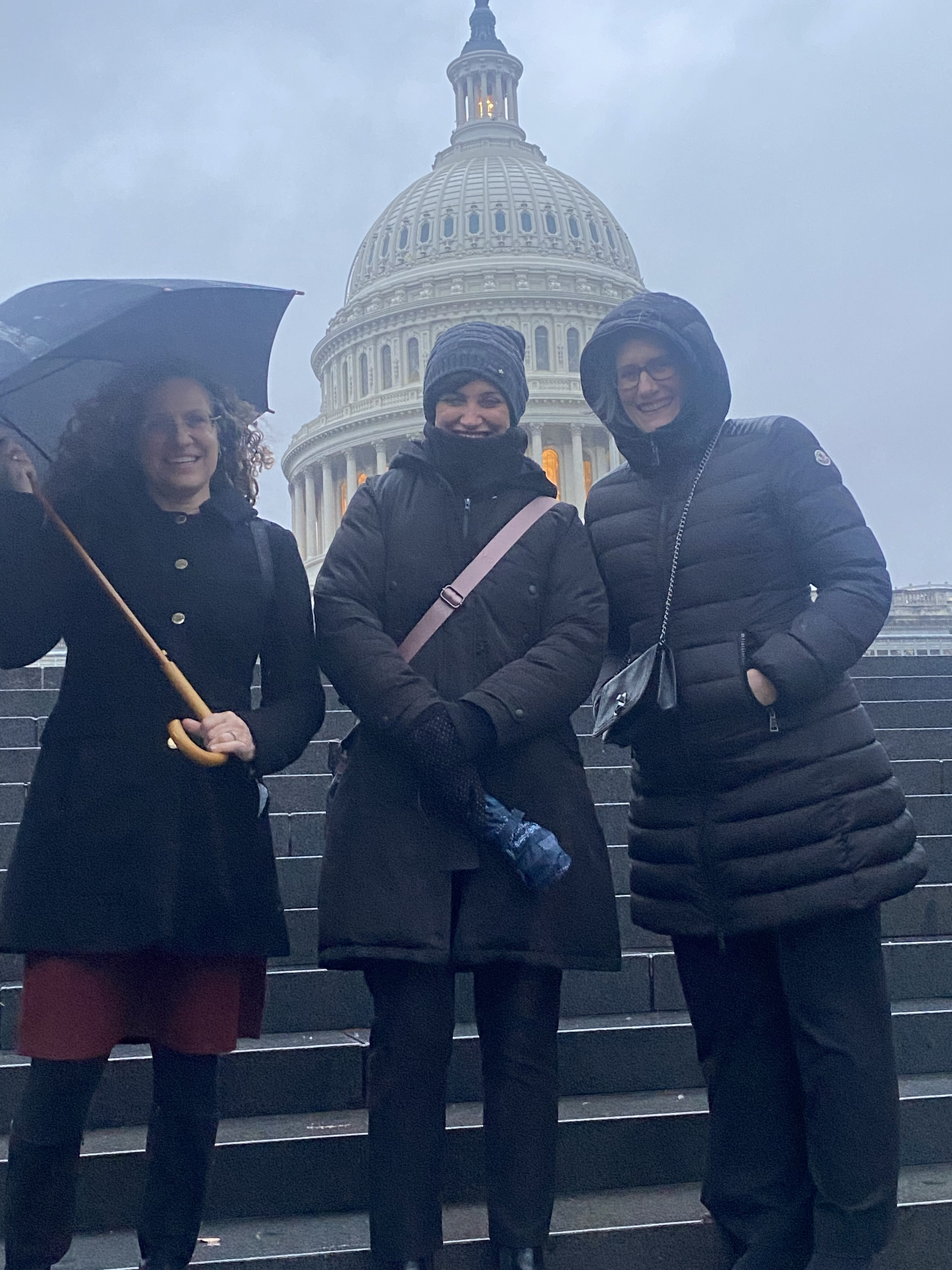 ITS Assistant Director Laura Melendy, CEE Professor Maria Laura Delle Monache, and CEE Chair Joan Walker on Capitol Hill.