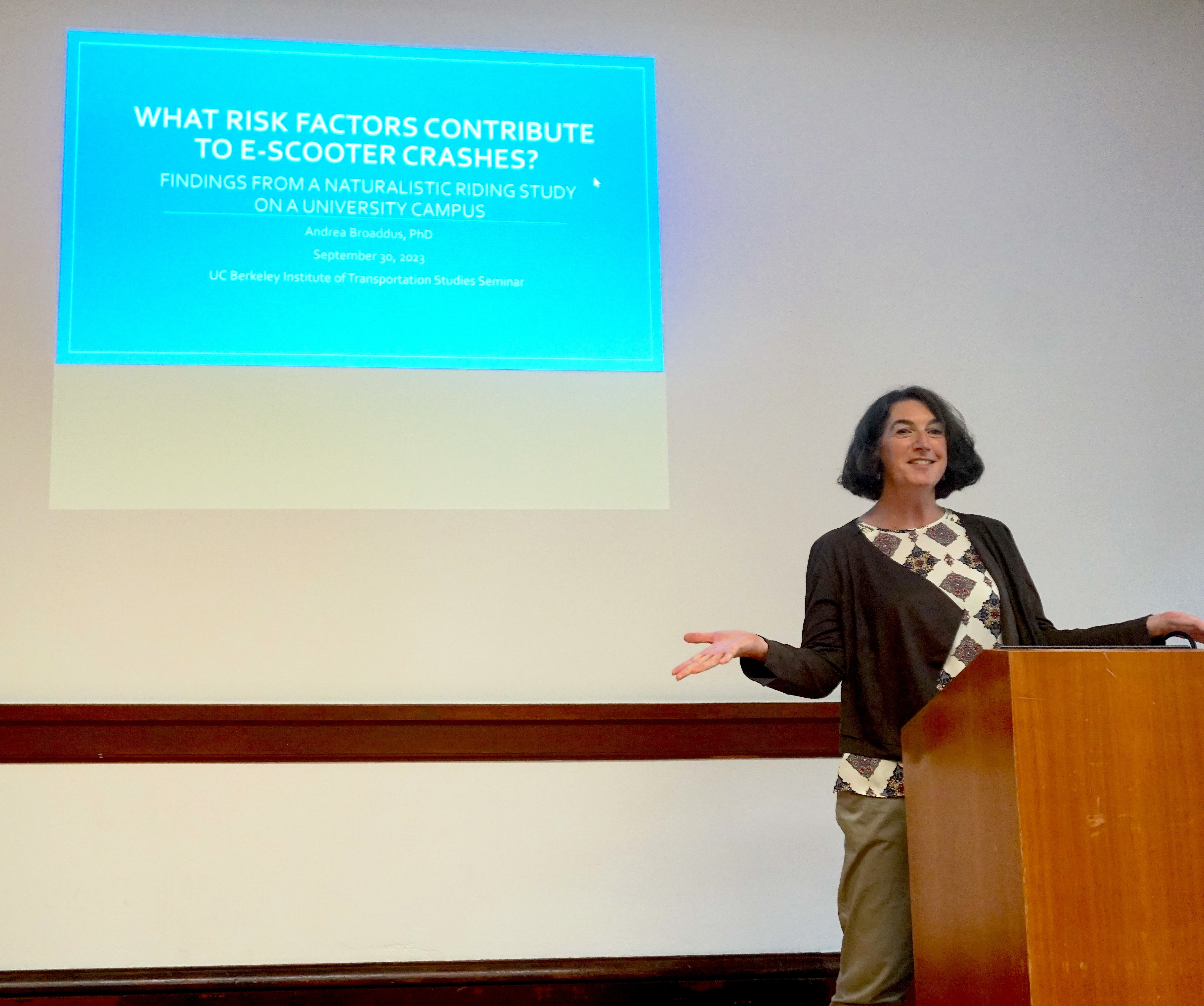 Andrea Broaddus, Transportation Policy Researcher, presents at the ITS Transportation Seminar Andrea Broaddus, Transportation Policy Researcher, presents at the ITS Transportation Seminar