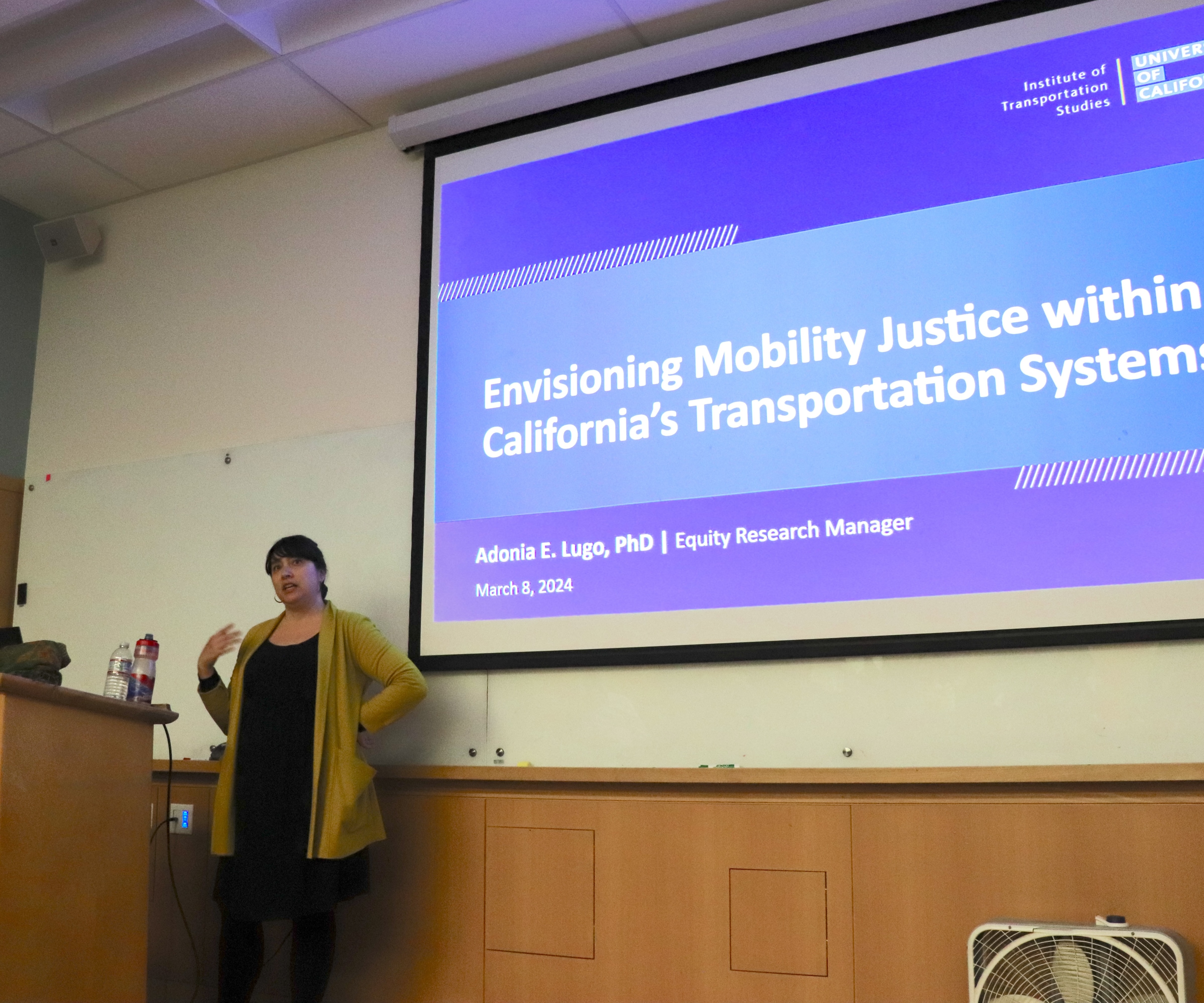Adonia Lugo, Equity Research Manager at University of California Institute of Transportation Studies/ITS UCLA, presents at the ITS Transportation Seminar
