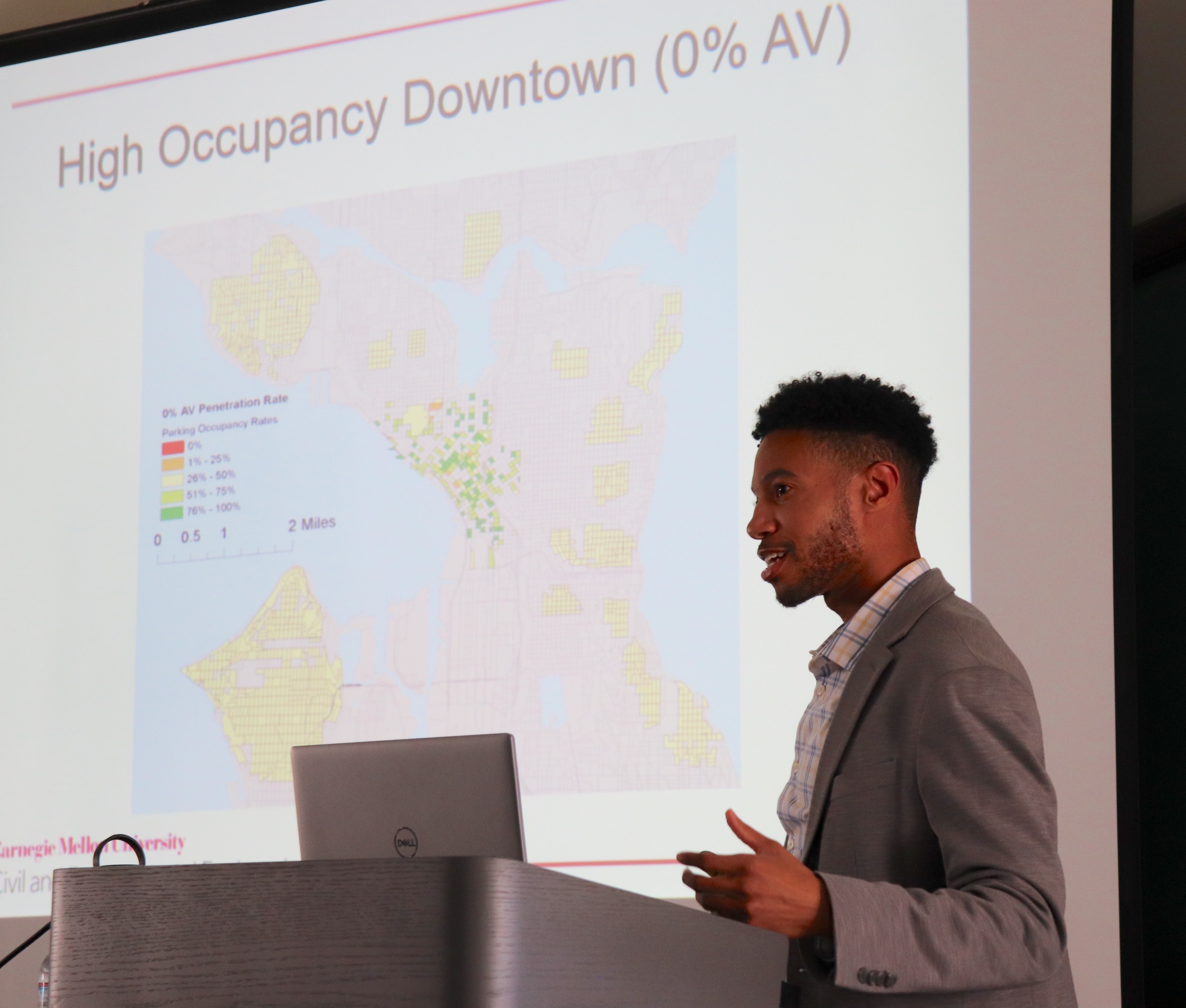 Corey Harper, Assistant Professor of Civil and Environmental Engineering at Carnegie Mellon University, presents at the ITS Transportation Seminar