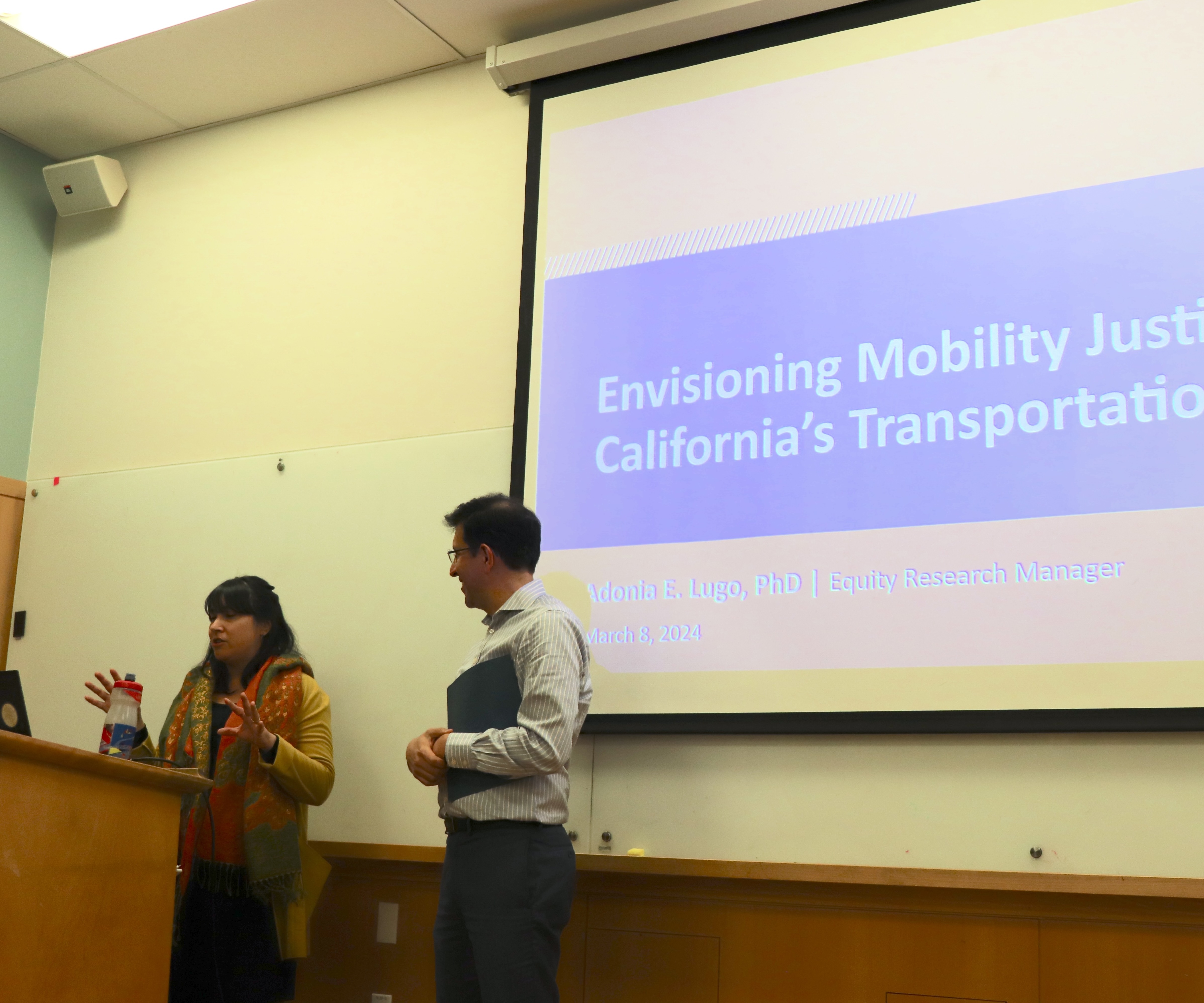Adonia Lugo, Equity Research Manager at University of California Institute of Transportation Studies/ITS UCLA, presents at the ITS Transportation Seminar