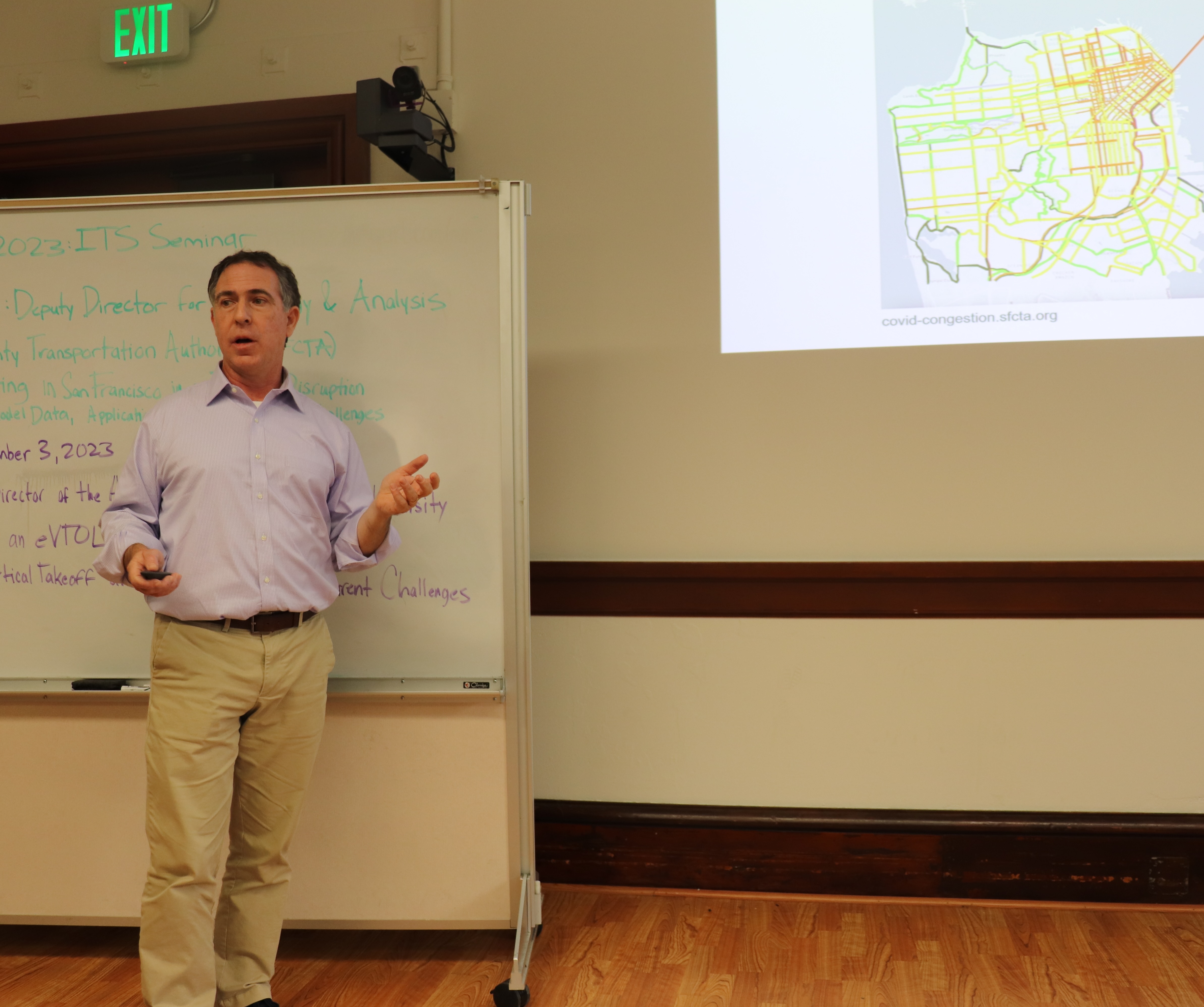 Joe Castiglione, Deputy Director for Technology, Data & Analysis San Francisco County Transportation Authority, presents at the ITS Transportation Seminar