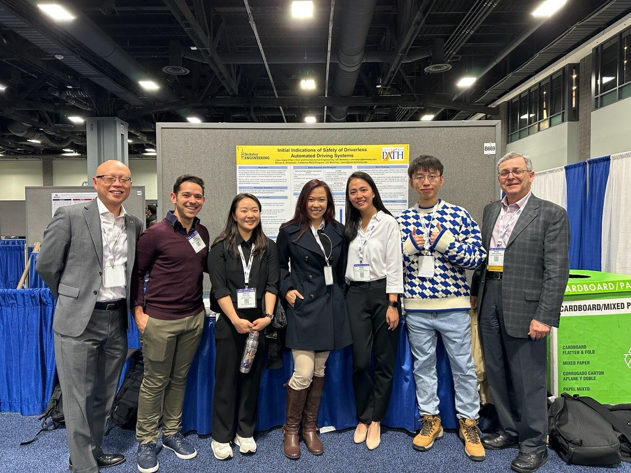 TE PhD student Joyce Jiayu Chen, advisors and friends at her poster Initial Indications of Safety of Driverless Automated Driving Systems at Transportation Research Board Annual Meeting 