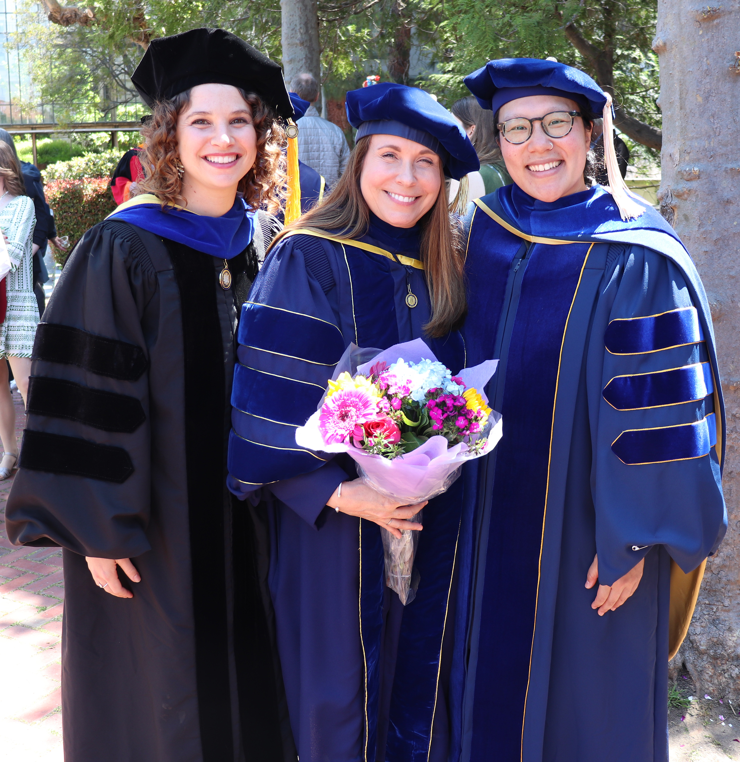 Professor Susan Shaheen with graduates Jessica Lazarus and Alexandra Pan