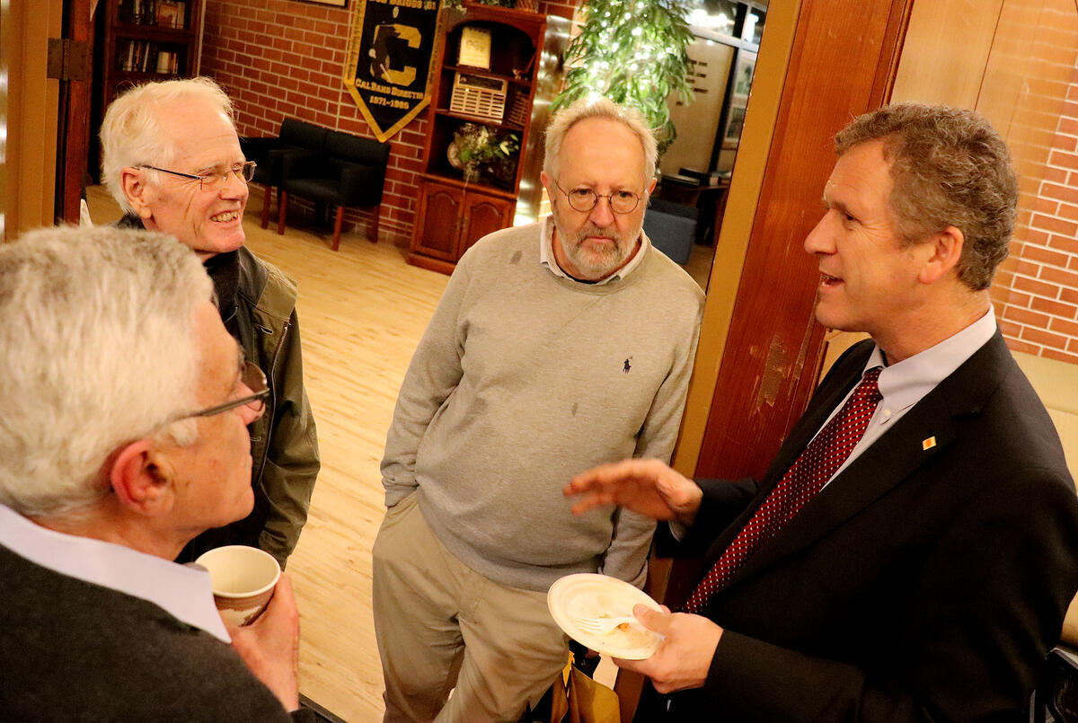 Chile's Minister of Transportation and Telecommunications and ITS Berkeley alum Juan Carlos Munoz talks with Professor Emeritus Adib Kanafani, Carlos Daganzo and Professor Mike Cassidy Chile's Minister of Transportation and Telecommunications and ITS Berkeley alum Juan Carlos Munoz talks with Professor Emeritus Adib Kanafani, Carlos Daganzo and Professor Mike Cassidy
