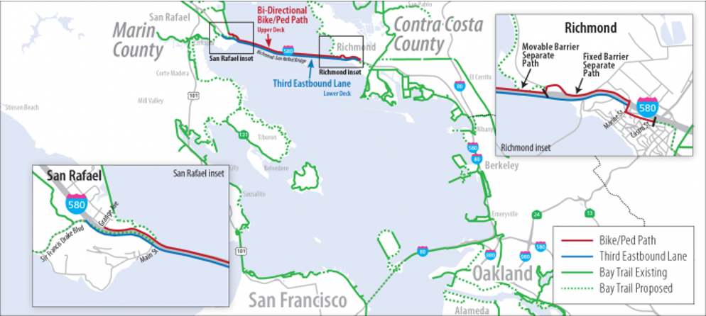 Map of Richmond-San Rafael Bridge and Improvements