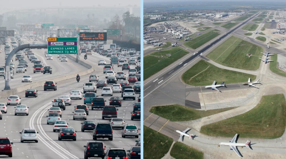 Parallel scenarios between High Occupancy Vehicle (HOV) lanes on US highways and possible separated approaches to airport runways.