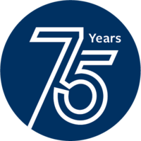 75 years blue background