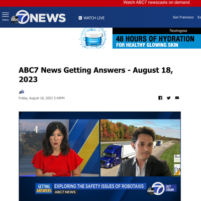 ABC& news site with a video of Professor Scott Moura and newscaster