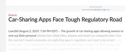 Car-Sharing Apps face tough regulatory road