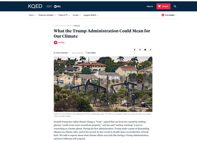 KQED Forum news page A city scape