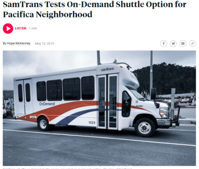 SamTrans tests on Demand shuttle Option for Pacifica Neighborhood