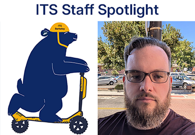Jay Johnson head shot and bear on scooter