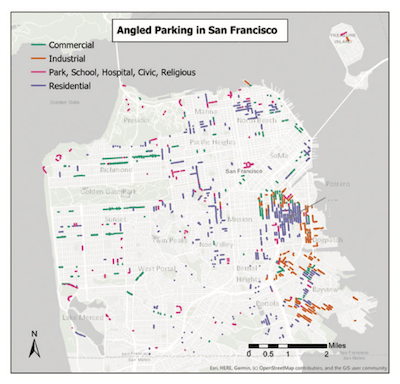 Map of angle parking in San Francisco