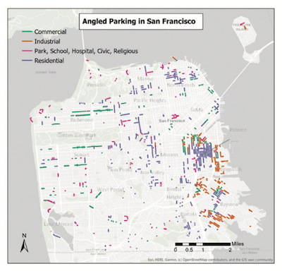 Map of angle parking in San Francisco Map of angle parking in San Francisco