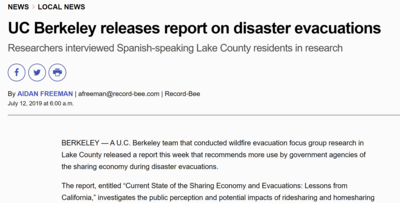 UC Berkeley Releases Report on Disaster Evacuations