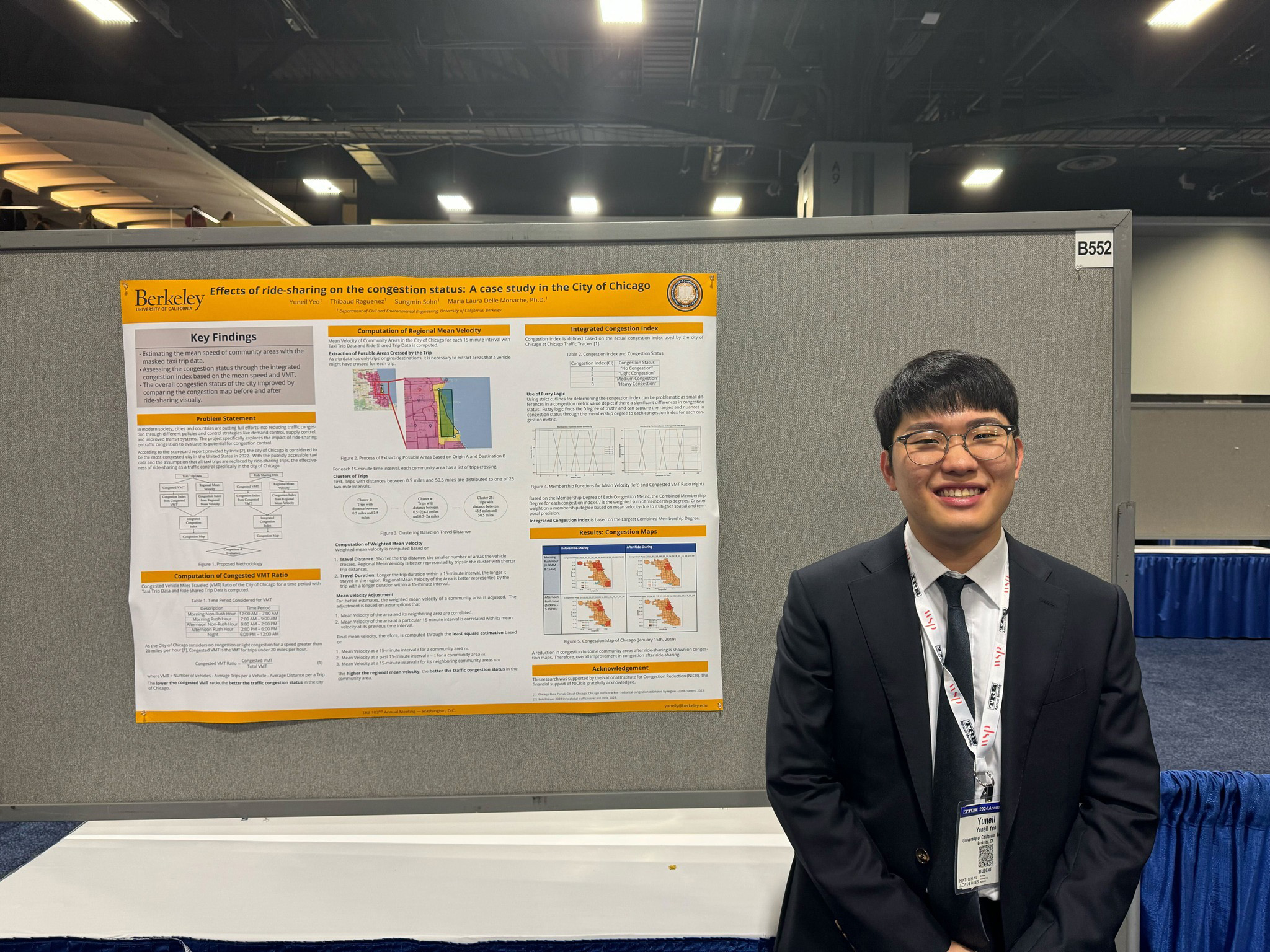 PhD student Yuneil Yeo presents Effects of #ridesharing on the congestion status: A case study in the City of Chicago at the Eisenhower Transportation Fellowship Program Poster Session 